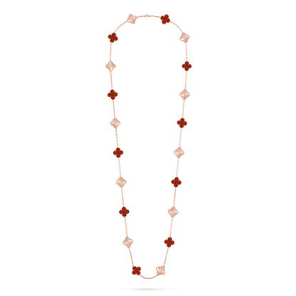 [AuraEcho Jewelry]CLOVER 20 MOTIFS CARNELIAN LASER NECKLACE