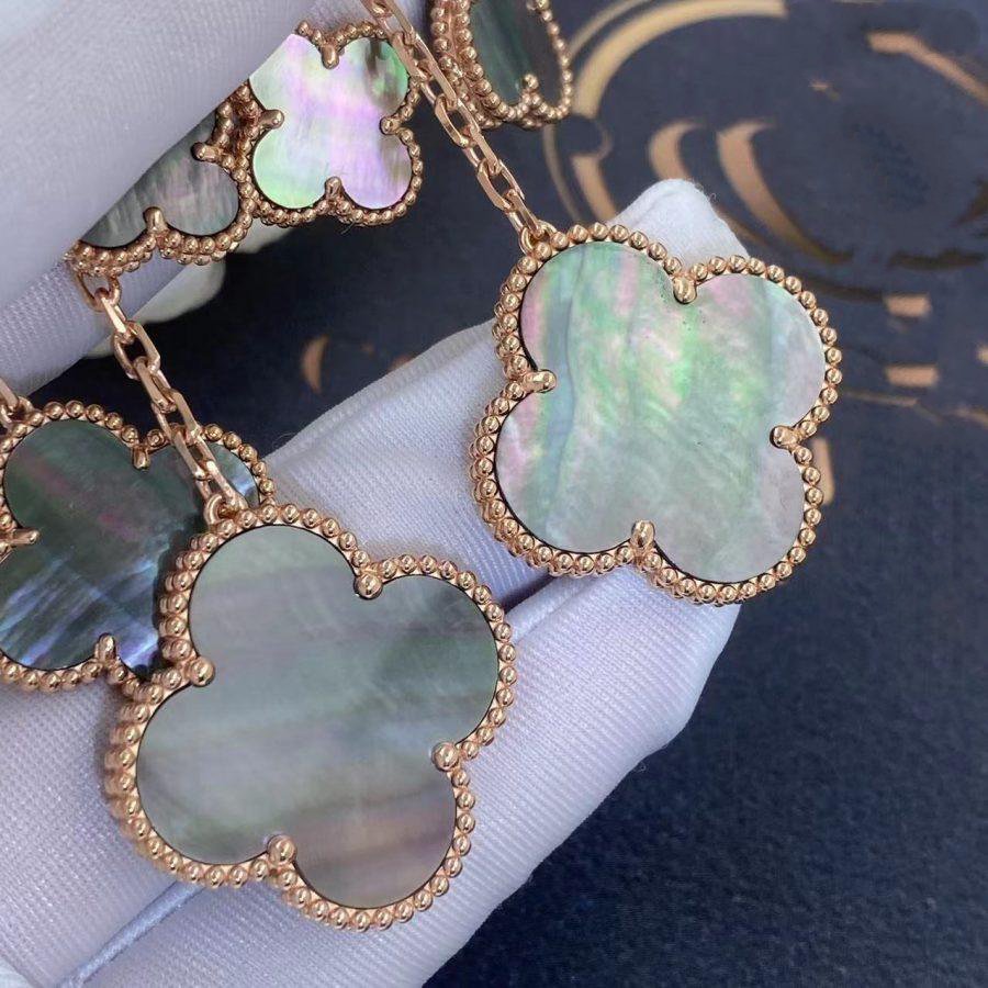 [AuraEcho Jewelry]CLOVER EARRINGS DARK MOP 4 MOTIFS ROSE GOLD