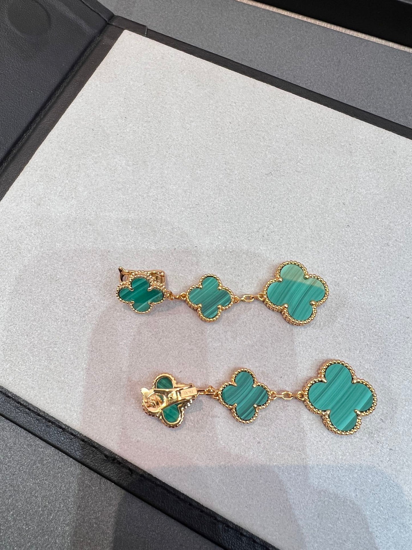 [AuraEcho Jewelry]CLOVER MALACHITE 3 MOTIFS GOLD