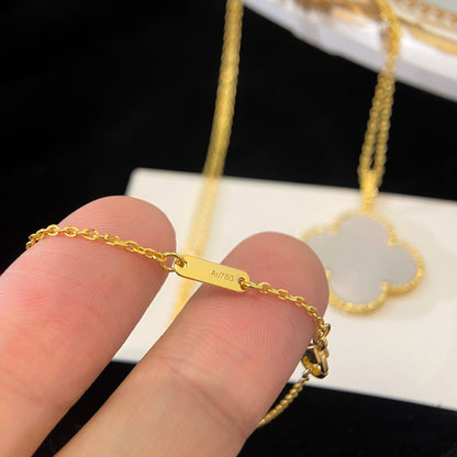 [AuraEcho Jewelry]CLOVER 25MM MOP LARGE PENDANT NECKLACE