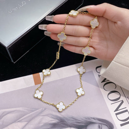 [AuraEcho Jewelry]CLOVER 10 MOTIFS WHITE MOTHER OF PEARL NECKLACE