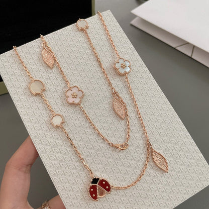 [AuraEcho Jewelry]LUCKY SPRING 15 MOTIFS ROSE GOLD NECKLACE