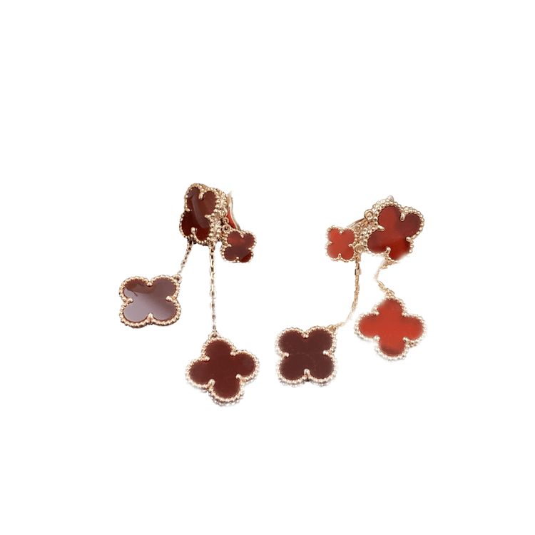 [AuraEcho Jewelry]CLOVER EARRINGS CARNELIAN 4 MOTIFS PINK GOLD