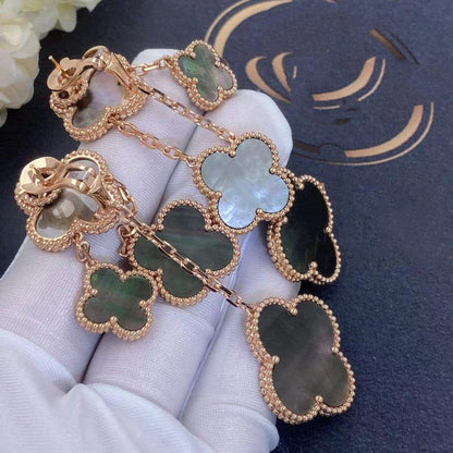 [AuraEcho Jewelry]CLOVER EARRINGS DARK MOP 4 MOTIFS ROSE GOLD