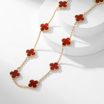 [AuraEcho Jewelry]CLOVER 10 MOTIFS CARNELIAN NECKLACE