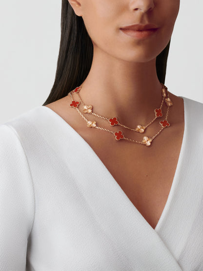 [AuraEcho Jewelry]CLOVER 20 MOTIFS CARNELIAN LASER NECKLACE
