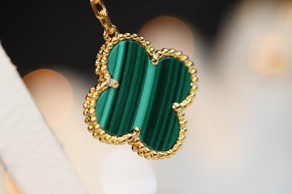 [AuraEcho Jewelry]CLOVER EARRINGS GOLD MALACHITE DIAMOND 3 MOTIF