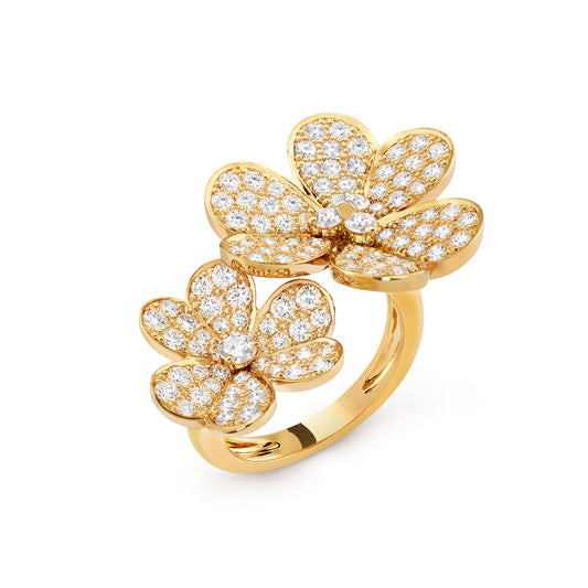 [AuraEcho Jewelry]FRIVOLE DOUBLE GOLDEN FLOWER DIAMOND RING