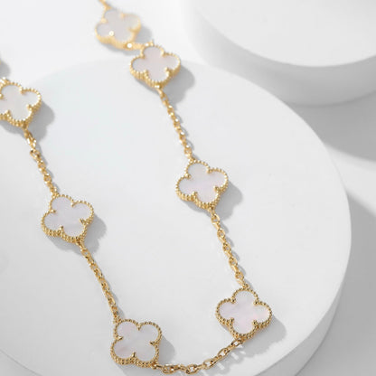 [AuraEcho Jewelry]CLOVER 10 MOTIFS WHITE MOTHER OF PEARL NECKLACE