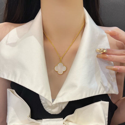[AuraEcho Jewelry]CLOVER 25MM MOP LARGE PENDANT NECKLACE