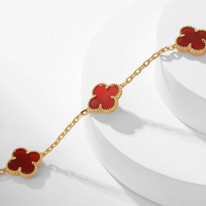 [AuraEcho Jewelry]CLOVER 10 MOTIFS CARNELIAN NECKLACE