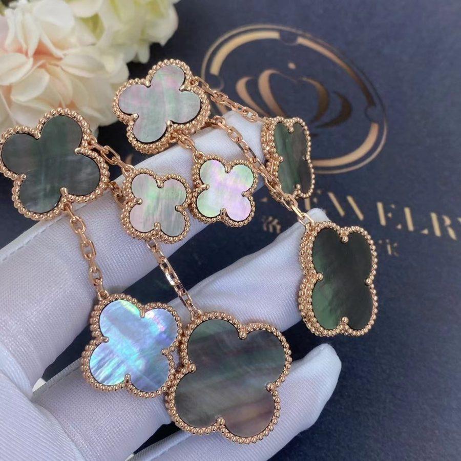 [AuraEcho Jewelry]CLOVER EARRINGS DARK MOP 4 MOTIFS ROSE GOLD