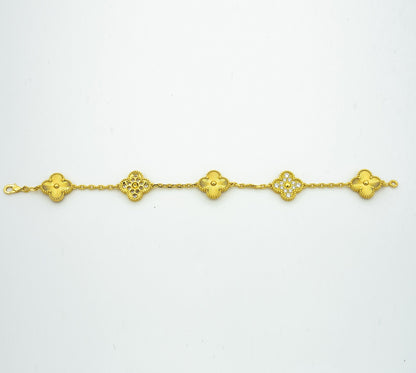 [AuraEcho Jewelry]CLOVER BRACELET 5 MOTIFS GOLD DIAMOND