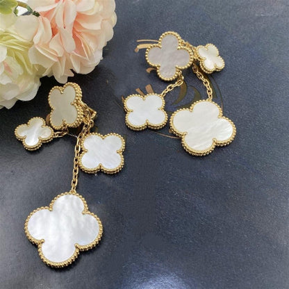 [AuraEcho Jewelry]CLOVER EARRINGS WHITE MOP 4 MOTIFS GOLD