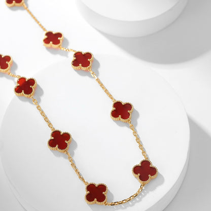 [AuraEcho Jewelry]CLOVER 10 MOTIFS CARNELIAN NECKLACE