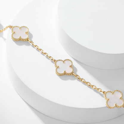 [AuraEcho Jewelry]CLOVER 10 MOTIFS WHITE MOTHER OF PEARL NECKLACE