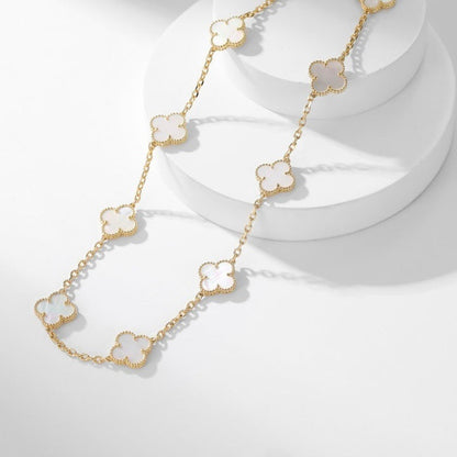 [AuraEcho Jewelry]CLOVER 10 MOTIFS WHITE MOTHER OF PEARL NECKLACE