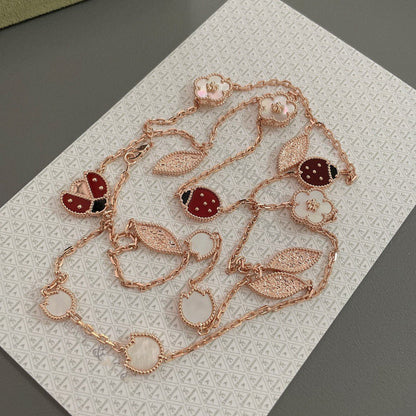 [AuraEcho Jewelry]LUCKY SPRING 15 MOTIFS ROSE GOLD NECKLACE