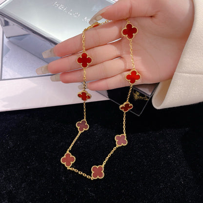 [AuraEcho Jewelry]CLOVER 10 MOTIFS CARNELIAN NECKLACE