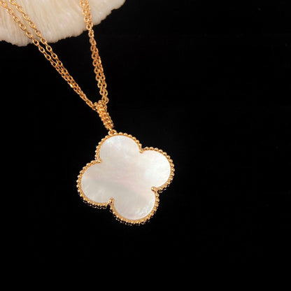 [AuraEcho Jewelry]CLOVER 25MM MOP LARGE PENDANT NECKLACE