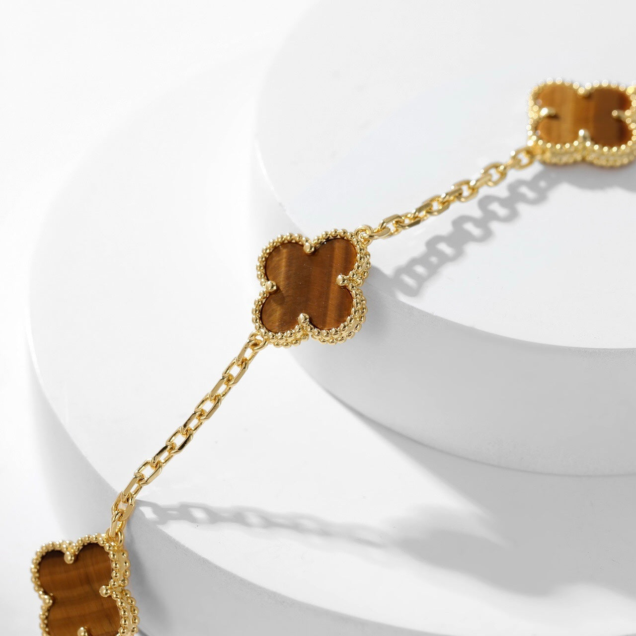[AuraEcho Jewelry]CLOVER 20 MOTIFS TIGER EYE NECKLACE