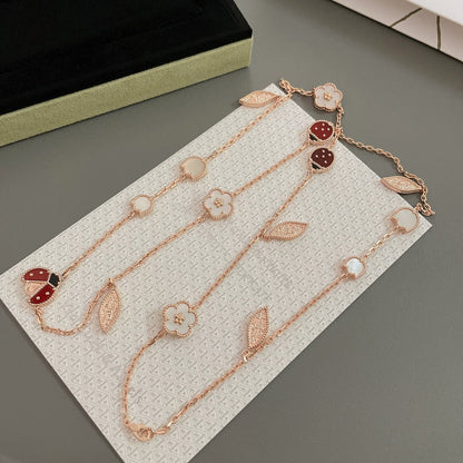 [AuraEcho Jewelry]LUCKY SPRING 15 MOTIFS ROSE GOLD NECKLACE