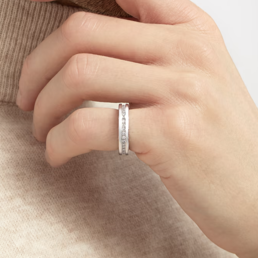 [AuraEcho Jewelry]ZERO 1 ONE-BAND PAVED DIAMONDS ON THE SPIRAL RING