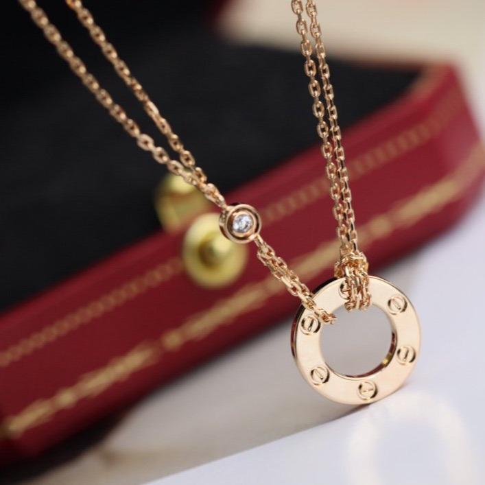 [AuraEcho Jewelry]LOVE NECKLACE ADJUSTABLE ROSE GOLD 2 DIAMOND