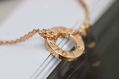 [AuraEcho Jewelry]LOVE NECKLACE ADJUSTABLE ROSE GOLD 2 DIAMOND