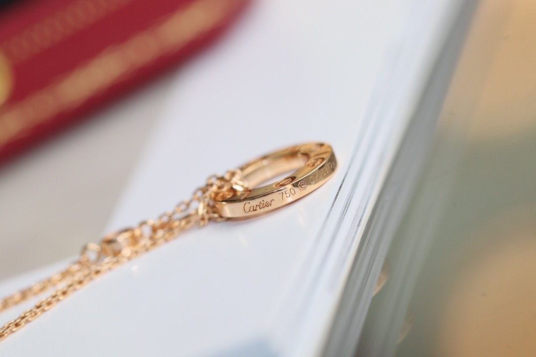 [AuraEcho Jewelry]LOVE NECKLACE ADJUSTABLE ROSE GOLD 2 DIAMOND