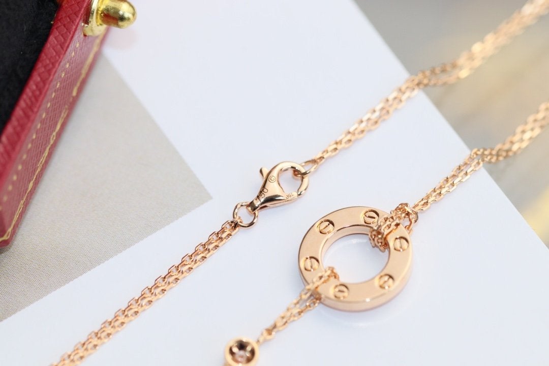 [AuraEcho Jewelry]LOVE NECKLACE ADJUSTABLE ROSE GOLD 2 DIAMOND