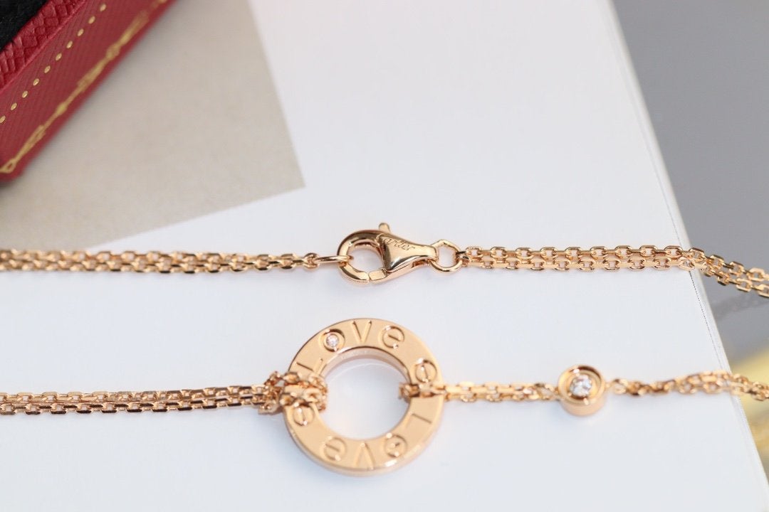 [AuraEcho Jewelry]LOVE NECKLACE ADJUSTABLE ROSE GOLD 2 DIAMOND