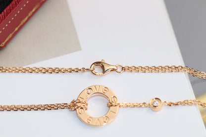 [AuraEcho Jewelry]LOVE NECKLACE ADJUSTABLE ROSE GOLD 2 DIAMOND