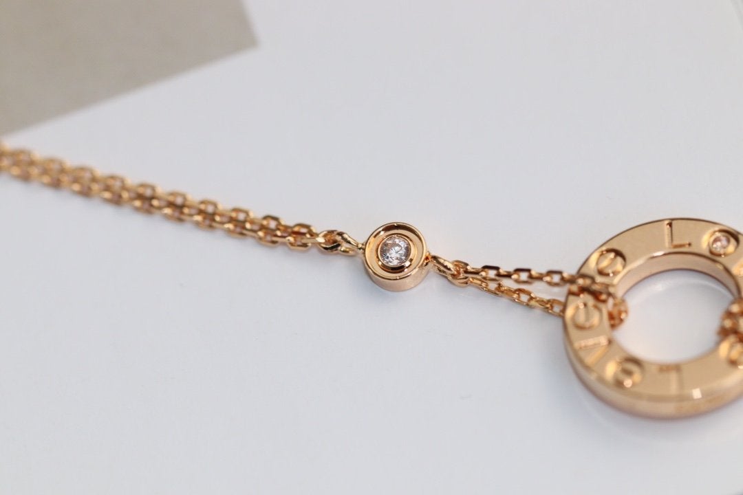[AuraEcho Jewelry]LOVE NECKLACE ADJUSTABLE ROSE GOLD 2 DIAMOND