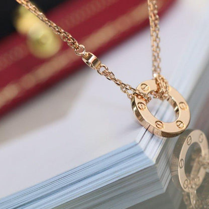 [AuraEcho Jewelry]LOVE NECKLACE ADJUSTABLE ROSE GOLD 2 DIAMOND