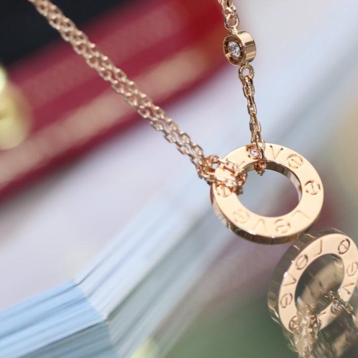 [AuraEcho Jewelry]LOVE NECKLACE ADJUSTABLE ROSE GOLD 2 DIAMOND