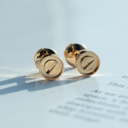[AuraEcho Jewelry]LOVE EARRINGS PINK GOLD 10MM