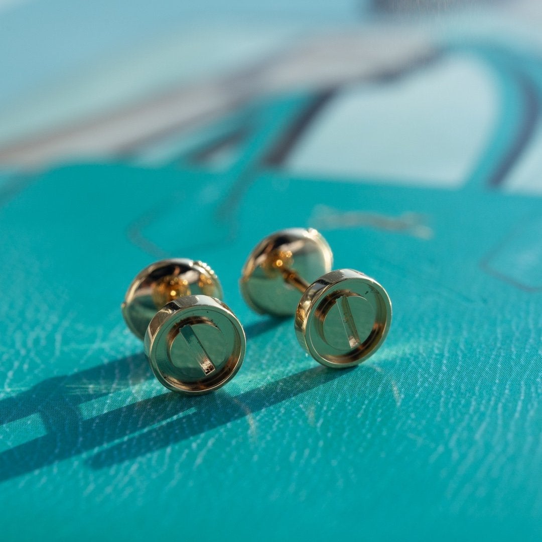 [AuraEcho Jewelry]LOVE EARRINGS PINK GOLD 10MM