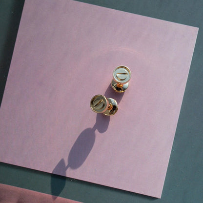[AuraEcho Jewelry]LOVE EARRINGS PINK GOLD 10MM