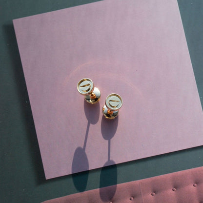 [AuraEcho Jewelry]LOVE EARRINGS PINK GOLD 10MM