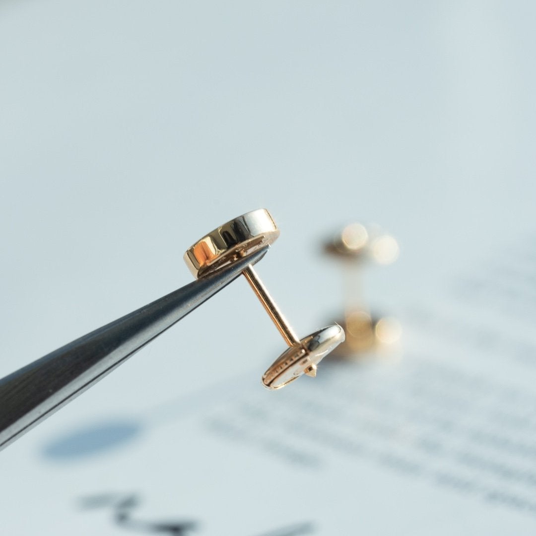 [AuraEcho Jewelry]LOVE EARRINGS PINK GOLD 10MM