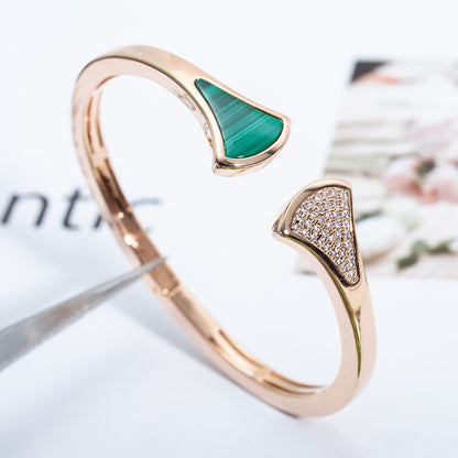 [AuraEcho Jewelry]DREAM BRACELET OPEN MALACHITE PINK GOLD