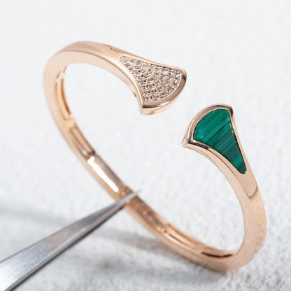 [AuraEcho Jewelry]DREAM BRACELET OPEN MALACHITE PINK GOLD