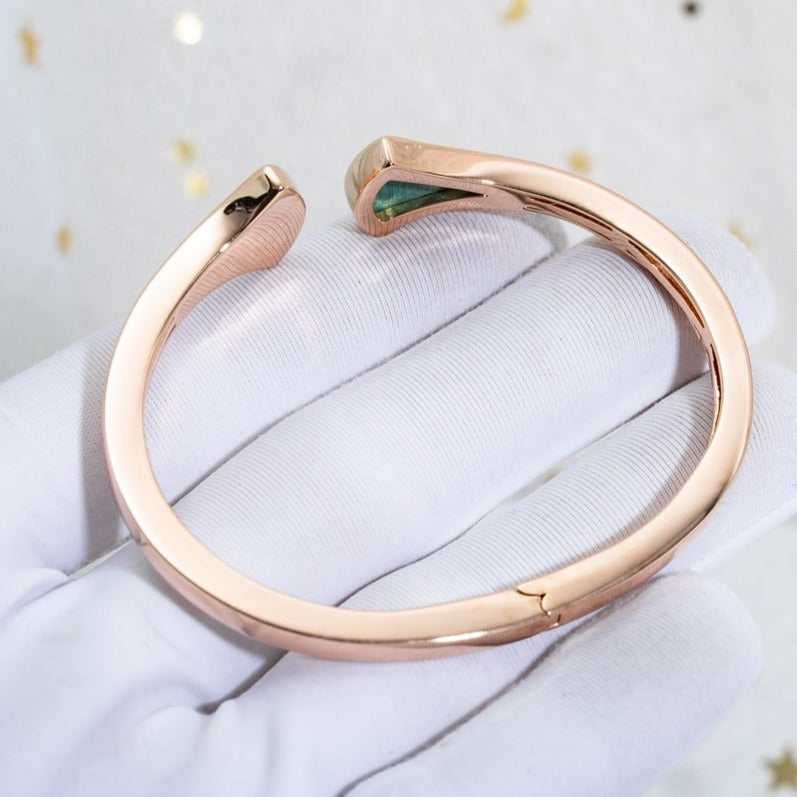 [AuraEcho Jewelry]DREAM BRACELET OPEN MALACHITE PINK GOLD