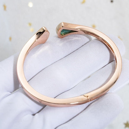 [AuraEcho Jewelry]DREAM BRACELET OPEN MALACHITE PINK GOLD