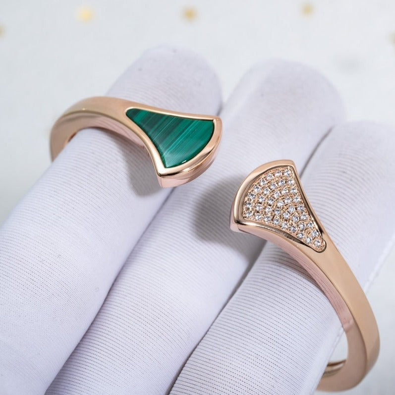 [AuraEcho Jewelry]DREAM BRACELET OPEN MALACHITE PINK GOLD
