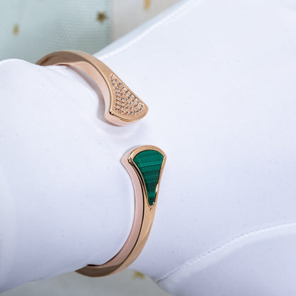 [AuraEcho Jewelry]DREAM BRACELET OPEN MALACHITE PINK GOLD