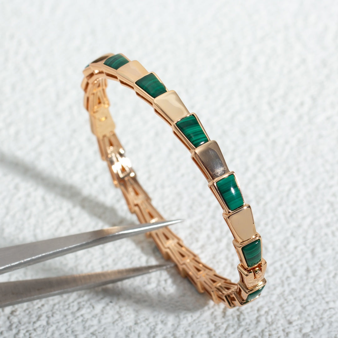 [AuraEcho Jewelry]SERPENTI BRACELET PINK GOLD MALACHITE