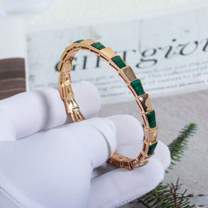 [AuraEcho Jewelry]SERPENTI BRACELET PINK GOLD MALACHITE