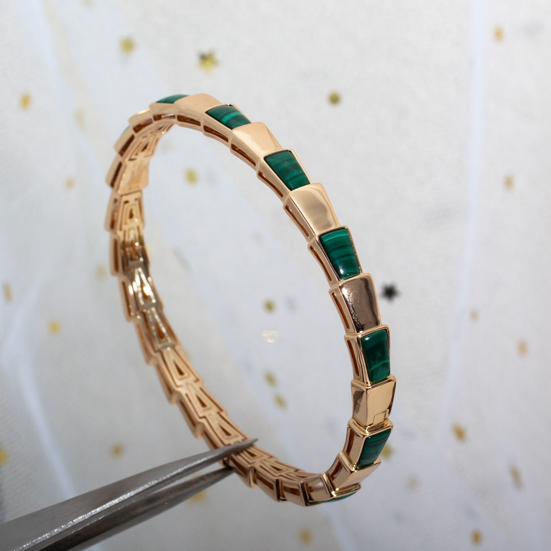 [AuraEcho Jewelry]SERPENTI BRACELET PINK GOLD MALACHITE